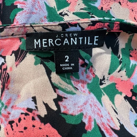 J Crew Mercantile Dress 2 Draped Waist Floral Multicolor A-Line Sleeveless - Picture 8 of 12